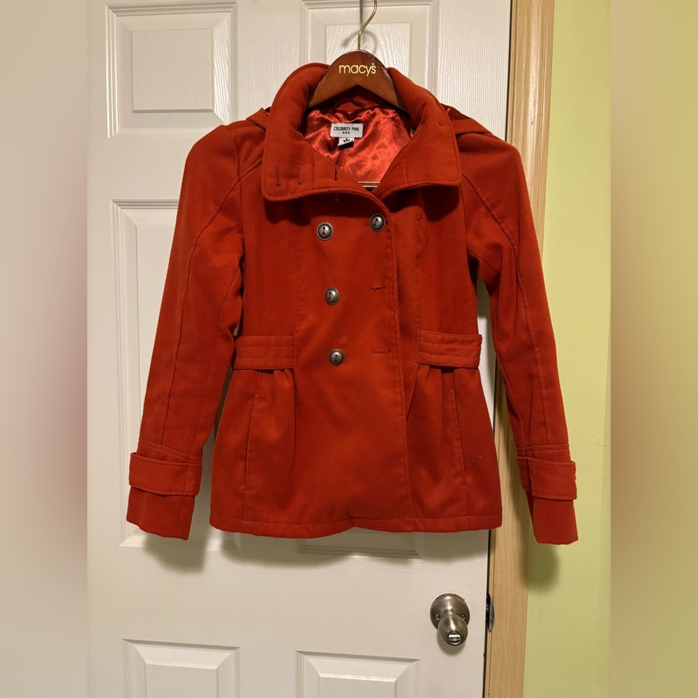 Celebrity Pink Brand Blood Orange Pea Coat Jacket Womens medium button front